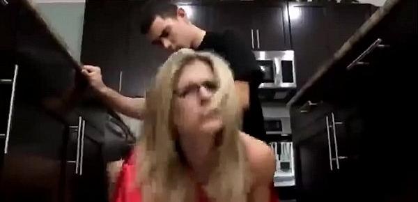  Young Son Fucks his Hot Mom in the Kitchen
